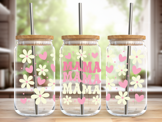 WS 16 OZ Glass Cups - Floral Mama